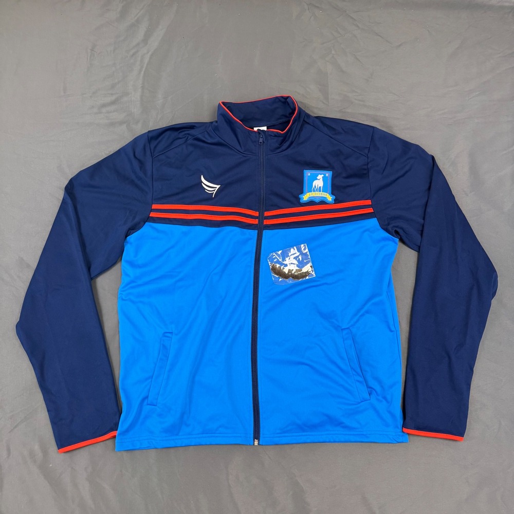 Ted Lasso AFC Richmond Track Jacket w/ Mustache Blue Orange Mens Large L Spirit